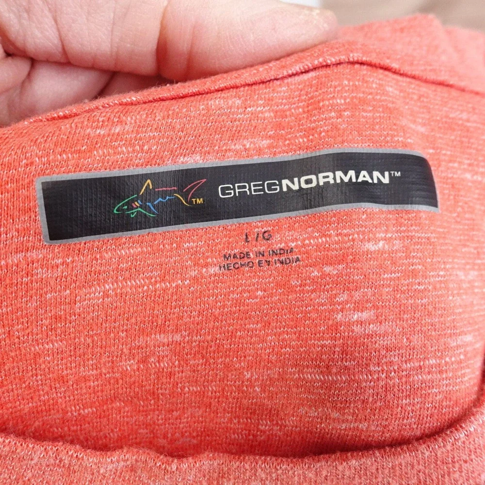 GREG NORMAN SHORT SLEEVE HEATHER RED? ORANGE? SHORT SLEEVE T-SHIRT SIZE L - Picture 6 of 7